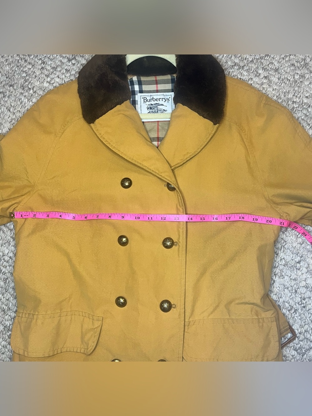 Vintage Burberry Women's Mustard Double-Breasted Trench Coat - size 8 (40) - Picture 10 of 13